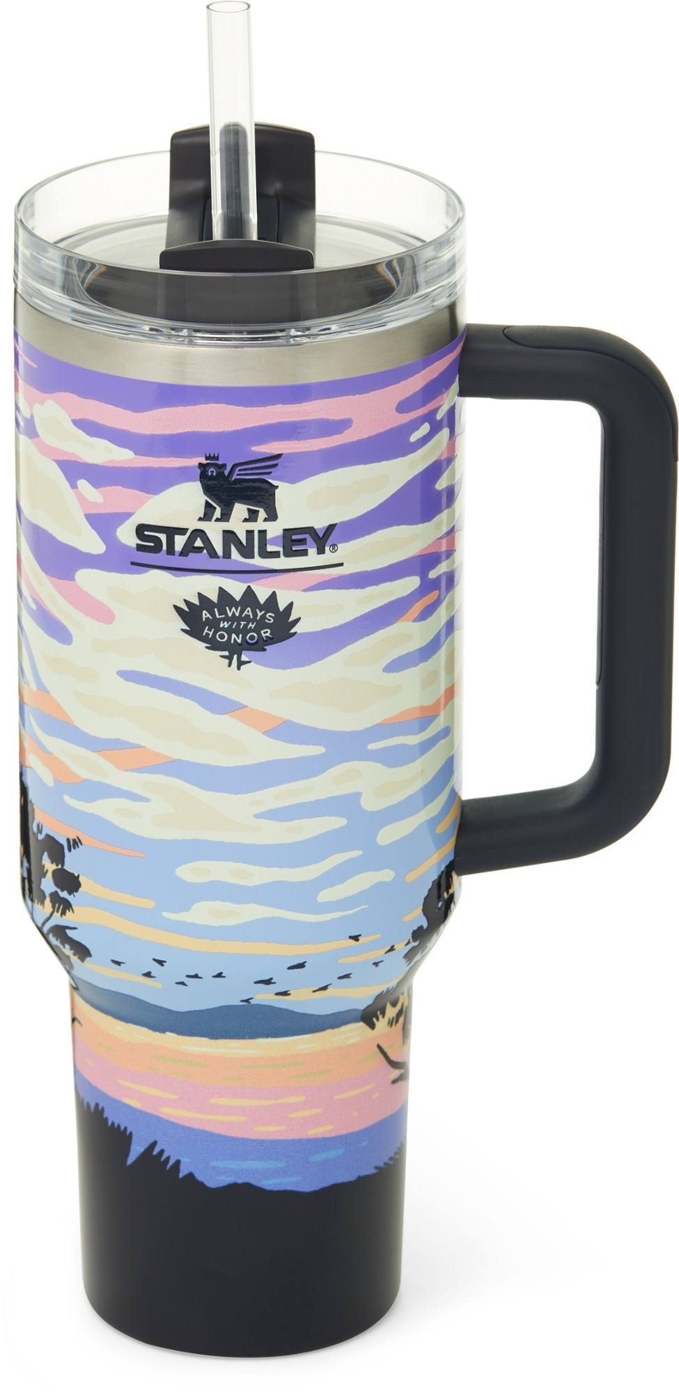 02c7f4f3550743974c058b633ff499743dbe54bd0485988f3f311f60919fce8f.jpg Stanley Kitchen | Stanley 40oz Hazy Horizon Rei Exclusive Quencher Tumbler | Color: Black/Purple | Size: Os | Julesrosesloan's Closet - Image 1