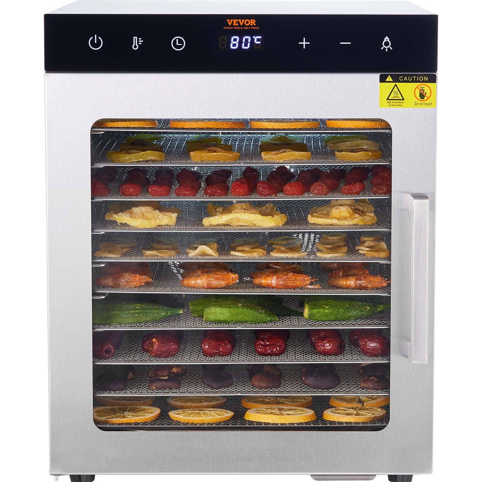 03068a644daceb8c06082185128e3803fe2dde30216ce43a6b747651c469a4bc.jpg VEVOR Electric Food Dehydrator Machine 800W Electric Food Dryer 10 Stainless Steel Trays with Digital Adjustable Timer & Temperature for Jerky Herb - Image 1