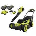 Ryobi RY401180-2X 40V HP Brushless 20 in. Cordless Electric Battery Walk Behind Self-Propelled Mower w/Blower (2) Batteries/Chargers
