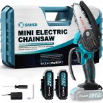 Saker 4 inch Mini Chainsaw, Portable Electric Chainsaw Cordless, Handheld Chain Saw Pruning Shears Chainsaw for Tree Branches , Courtyard, Household
