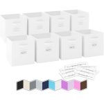 Royexe 11 inch Storage Cubes (Set of 8) Storage Baskets Features Dual Handles & 10 Label Window Cards Cube Storage Bins Foldable Fabric