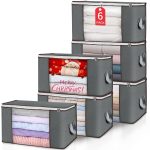 Budding Joy Large Storage Bags, 6 Pack Clothes Storage Bins Foldable Closet Organizers Storage Containers with Durable Handles Thick