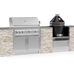 Outdoor Kitchen Signature Series 9 Piece Cabinet Set with Kamado, 40 in. Natural Gas Platinum Grill NewAge Products