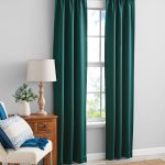 Mainstays Solid Color Room Darkening Rod Pocket Curtain Panel Pair, Set of 2, Dark Teal Blue, 30 x 84