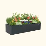 Vego Garden Modern Raised Garden Bed, 17 inch Tall 27 inch x 83 inch Heavy Metal Planter Box for Trees Plants Flowers Double-Walled Steel Planter for