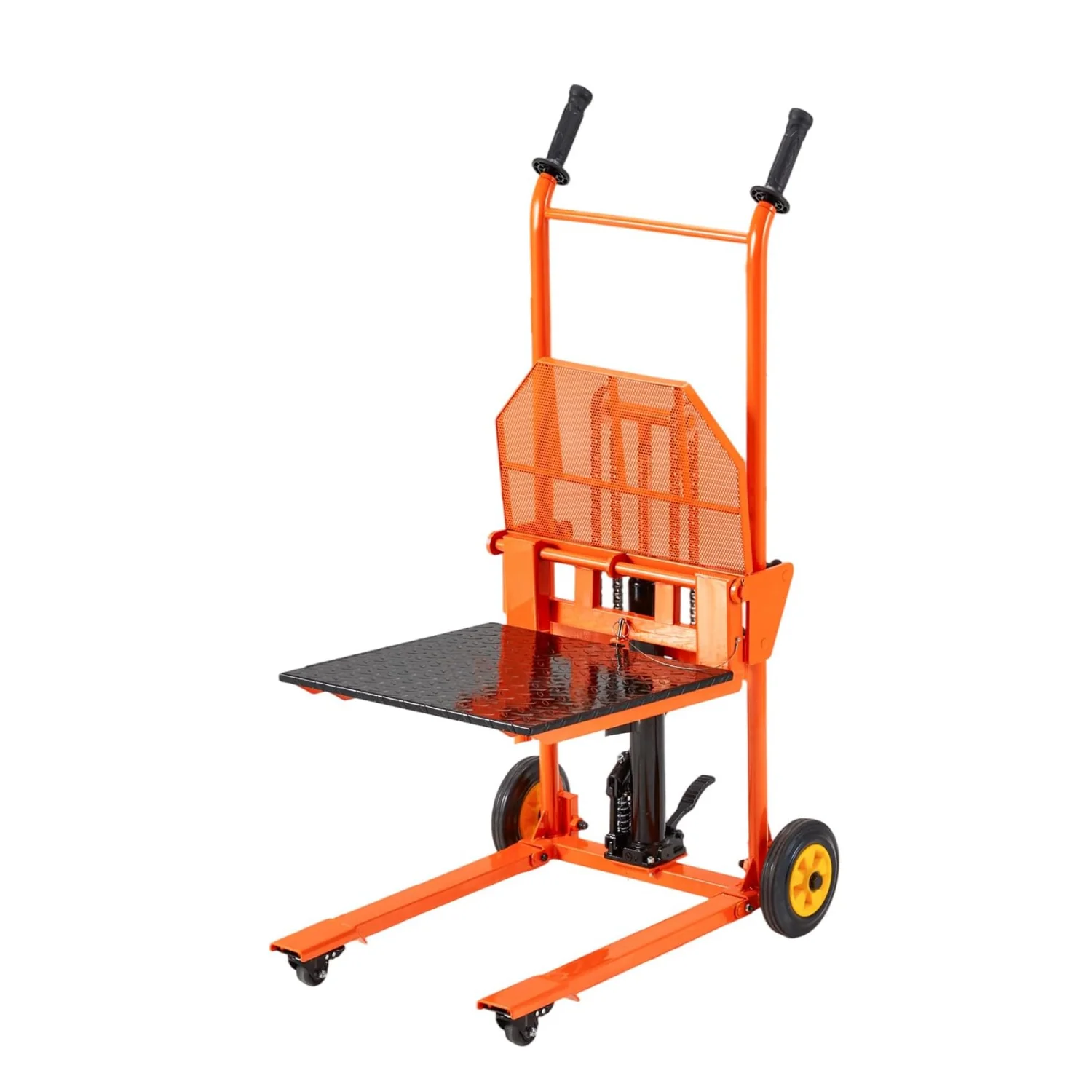 03869e70333f9eb2b8485bc13bd47f2666279c3ceab35030c11118e5a562cee0.webp AECOJOY Material Lift Winch Stacker, Hydraulic Lift Table Cart 500 Lbs Capacity, Pallet Truck Jack with Lockable Swivel Casters - Image 1