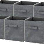 6 Pack - SimpleHouseware Foldable Cube Storage Bin Dark Grey
