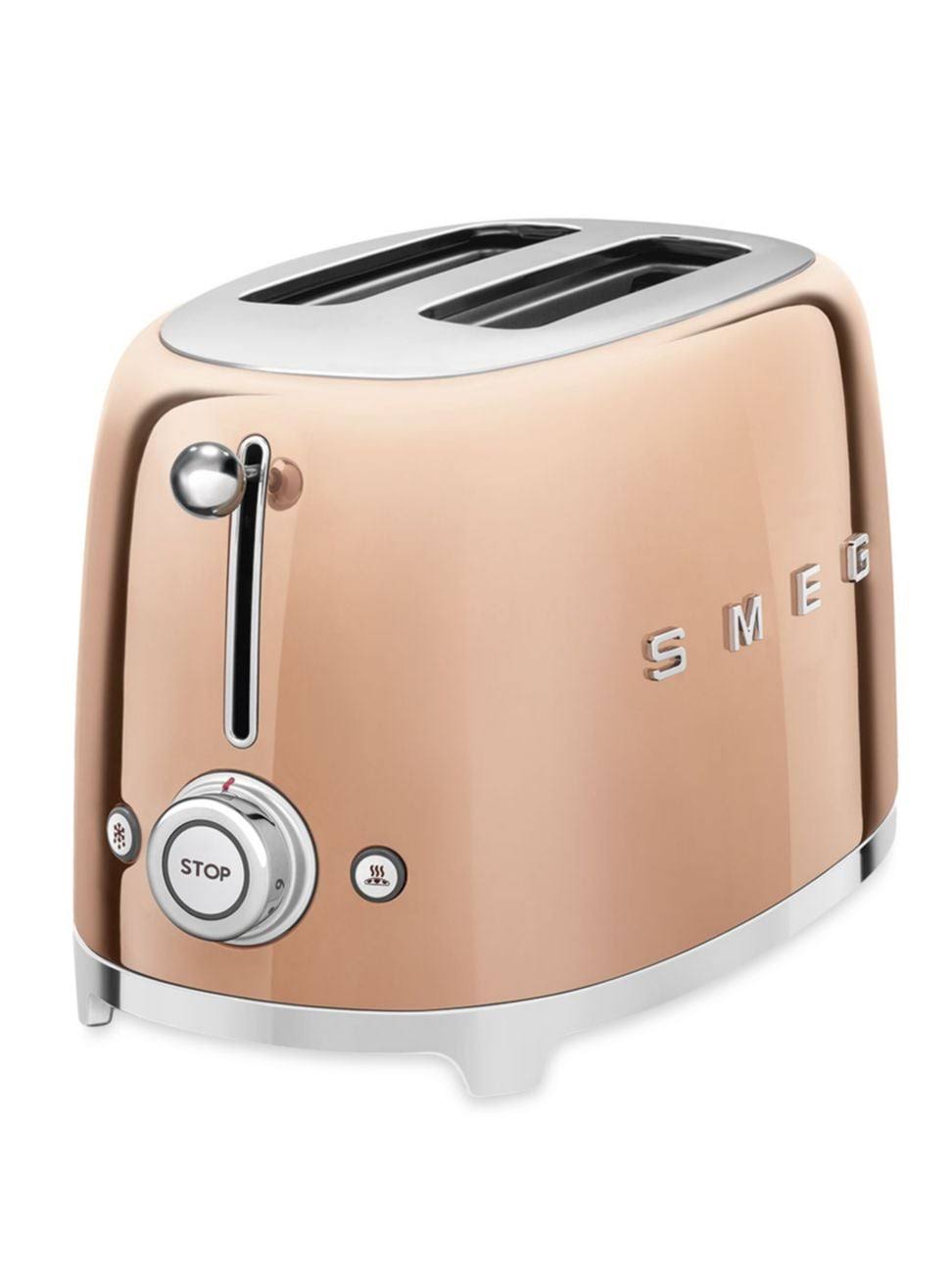 03e33b2ade85ab3b58cc83e674819d188f7f3f8895cfe9236bee659d25b40478.jpg Smeg 2 Slice Retro Toaster (Rose Gold) - Image 1