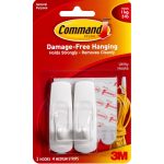 3M Command Adhesive Utility Hook, Medium, White - 2 pack