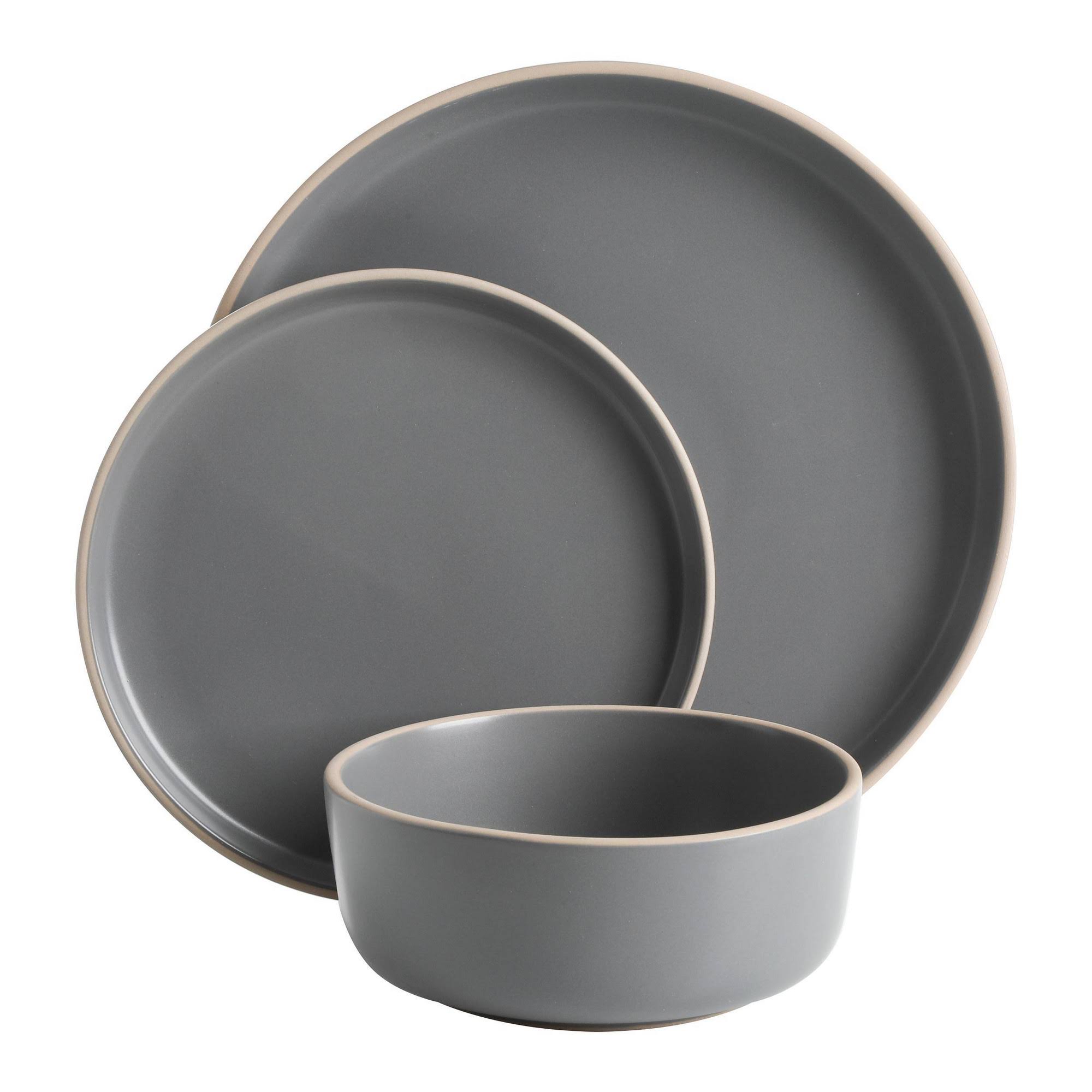03eb62e3ccdfbfbe6f87575b794160695e06bbda941a5fb584a6163b619a4eb8.jpg Gibson Home Zuma 18-Piece Stoneware Dinnerware Set Gray - Image 1