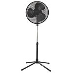 Comfort Zone Oscillating Adjustable 3-Speed Pedestal Fan - Black 16"