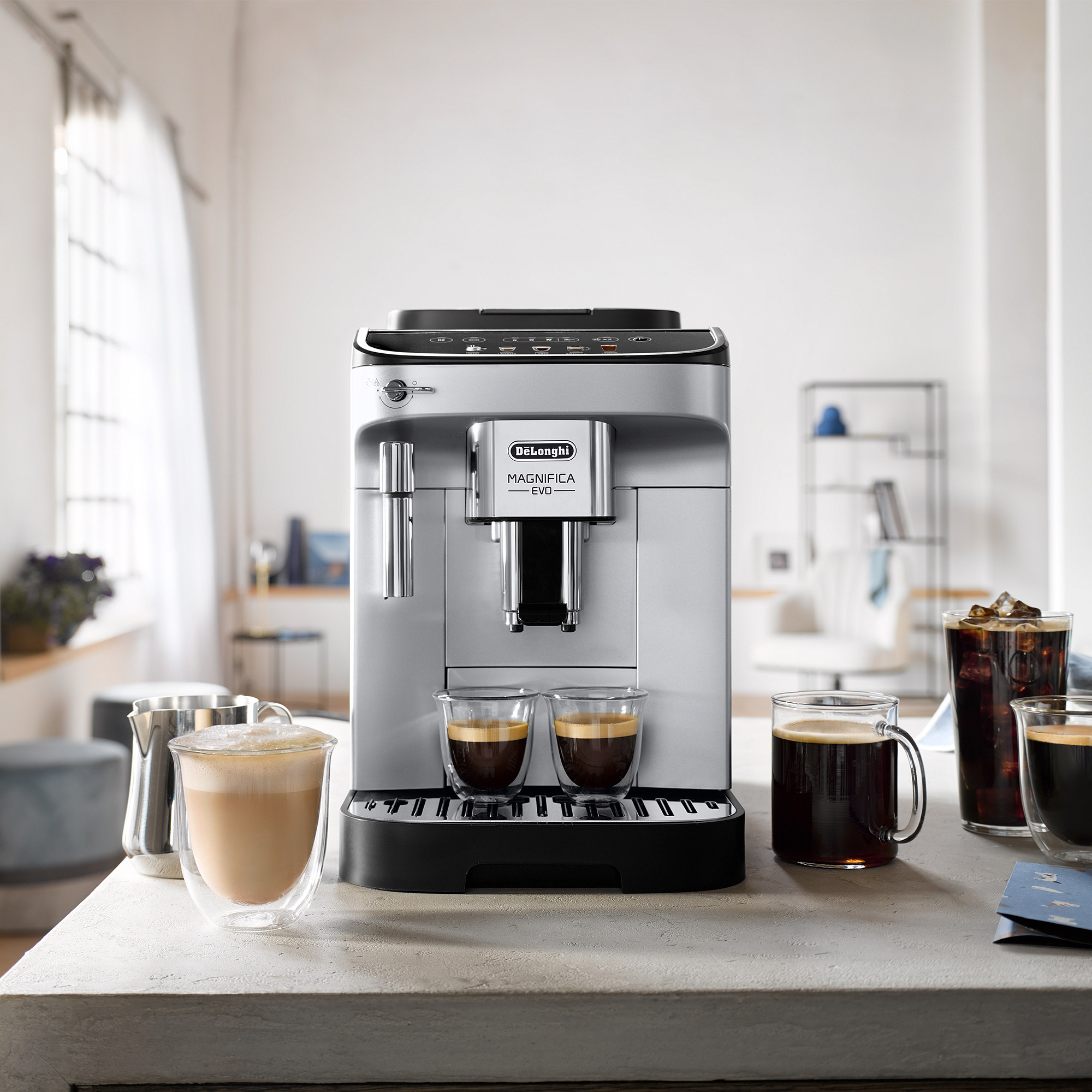 045929309fa226d7d015527e4b9adc2b59ecbd0699a5400090f08c16ad6d0e83.jpg De'Longhi Magnifica Evo Automatic Espresso Machine with Frother and Preset Recipes - Image 1