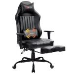 KBEST Gaming Chairs with Footrest, 2022 Leather Game Chair for Adults, Big and Tall Gamer Chair with Headrest and Lumbar Support, Black