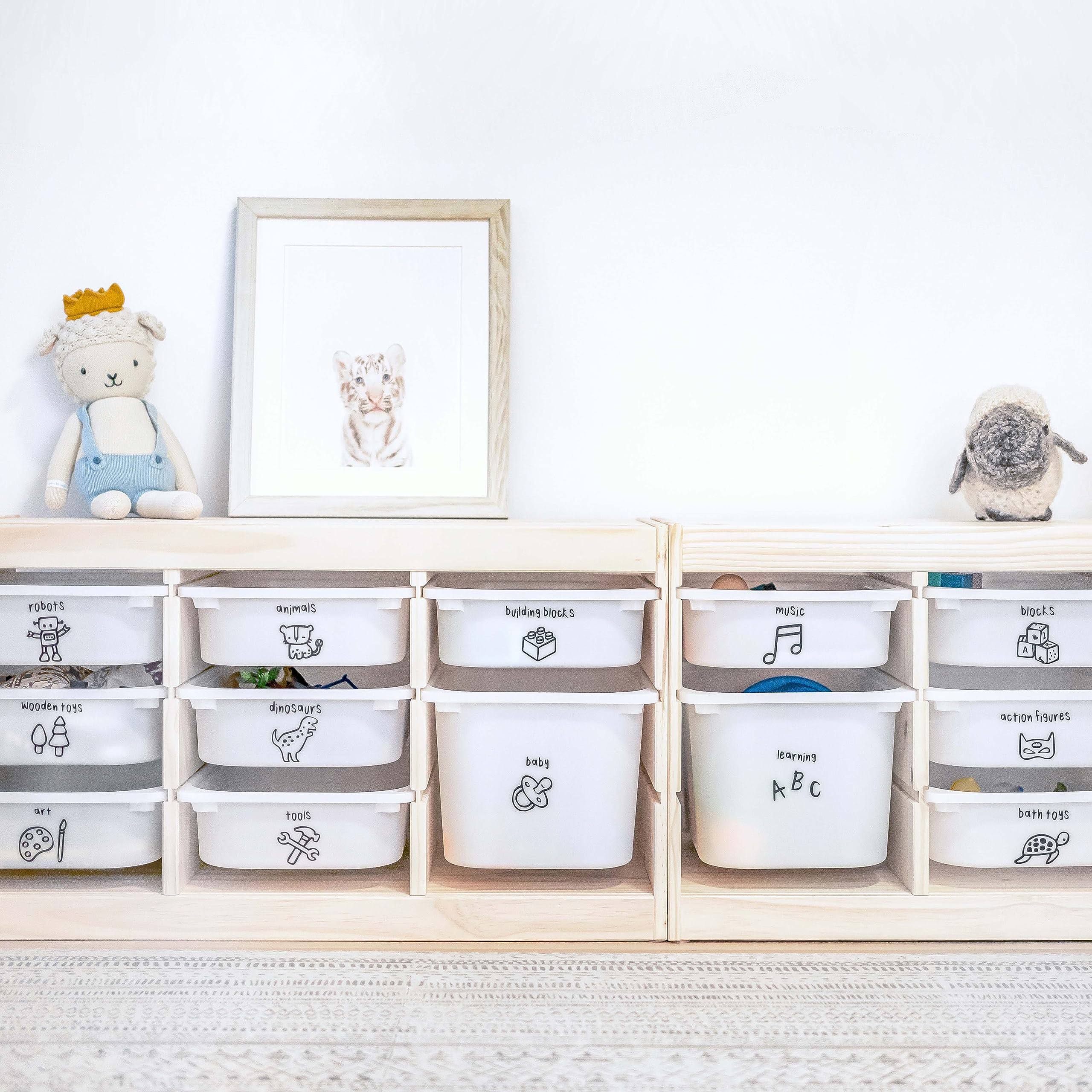 047eb9b9ce19b631010c7b08d630d044ebfab48dfd0f1c7b8bc44d9d03b16f29.jpg The Boho Design Black Toy Storage Labels 40 Unique Designs of Vynil TROFAST Tags Playroom,Bedroom Decals Original Adhesive Creative Kids Toy Room - Image 1