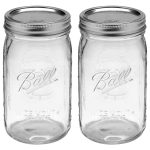Ball Wide Mouth 32-Ounces Quart Mason Jars with Lids and Bands, Set of 2, Green