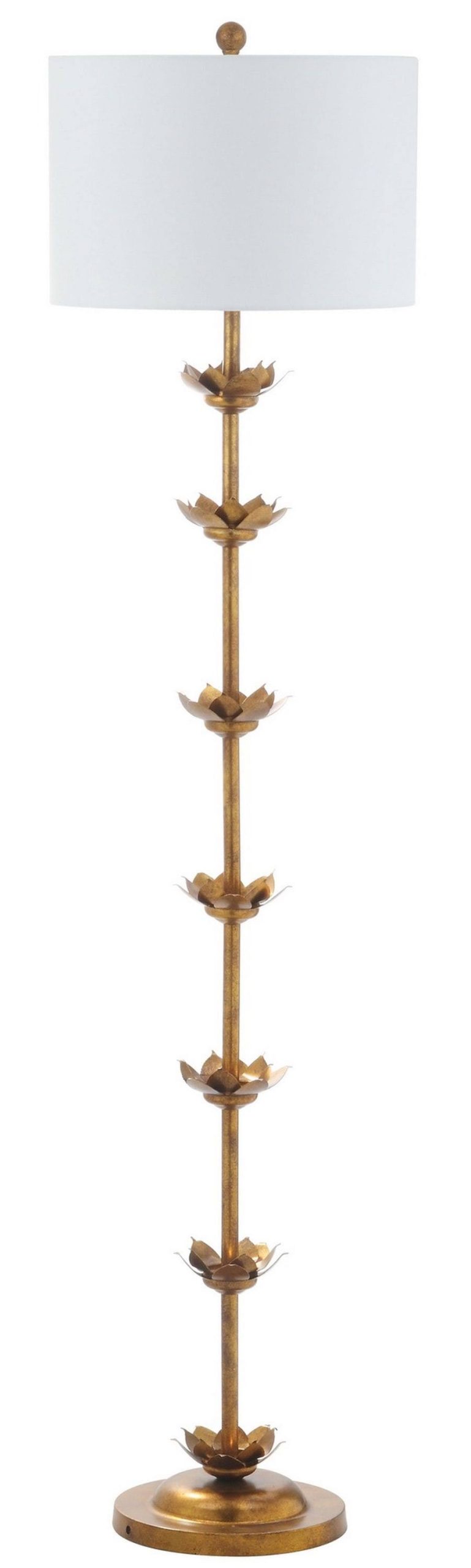 04a4bacfe0800c9ca27e2c1140caff39bee6ea71056201066967e40aee10e276.jpg Landen Leaf 63.5"H Floor Lamp Antique Gold Safavieh - Image 1