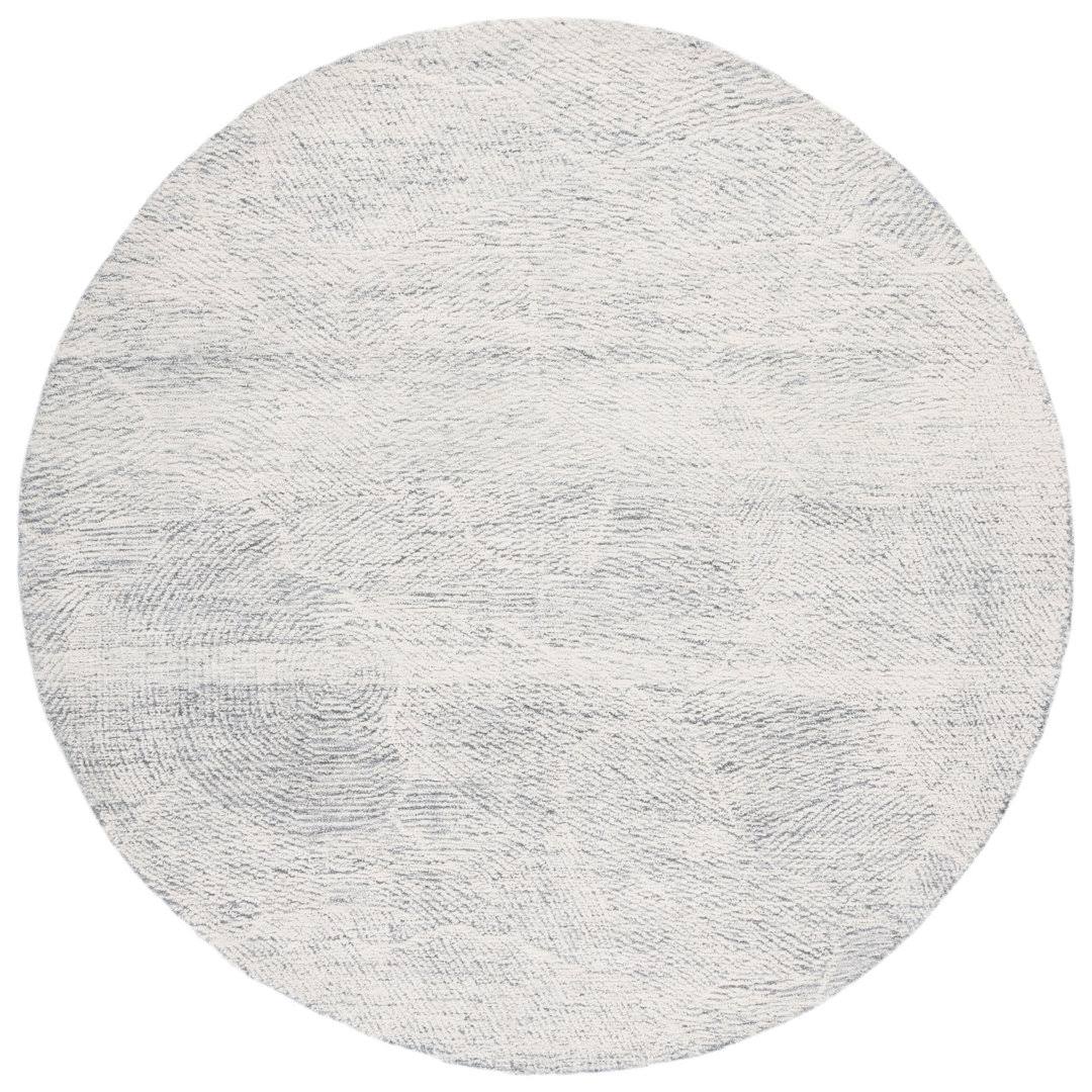 04c341bb0c49d69113e37bca8030b8104021b4e4acbec3bcdf6c7f3c38f556ee.jpg Abstract Handmade Tufted Wool Dark Gray/Ivory Area Rug Latitude Run Rug Size: Round 8' - Image 1