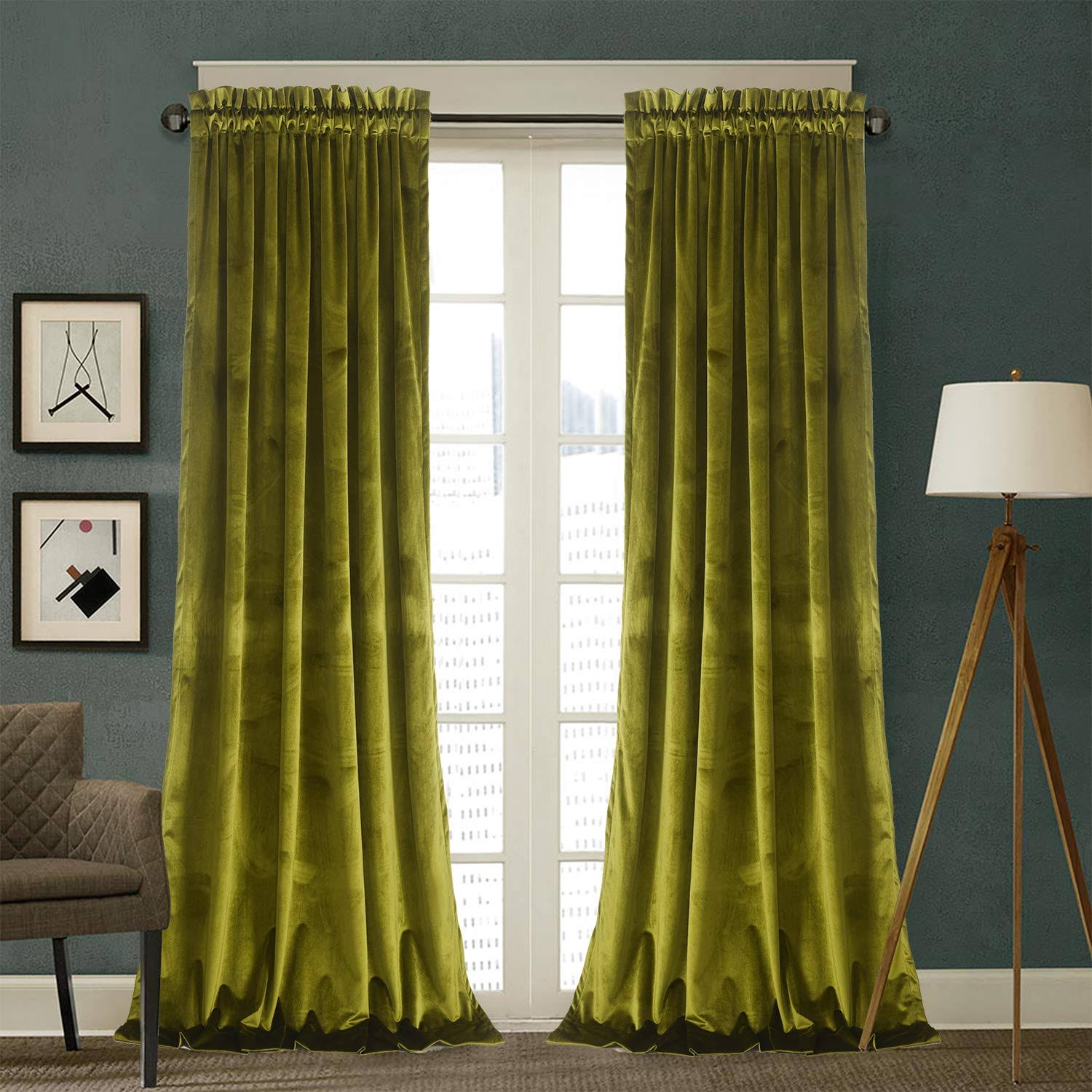 04d9f8da0e76d1b0afade5fcde66256cd401392963df42ed26b2215a3fb19eea.jpg Roslynwood Velvet Curtains 2 Panels Set, Block Light Thermal Insulated Velour Rod Pocket Drapes for Bedroom and Living Room (52 - Image 1