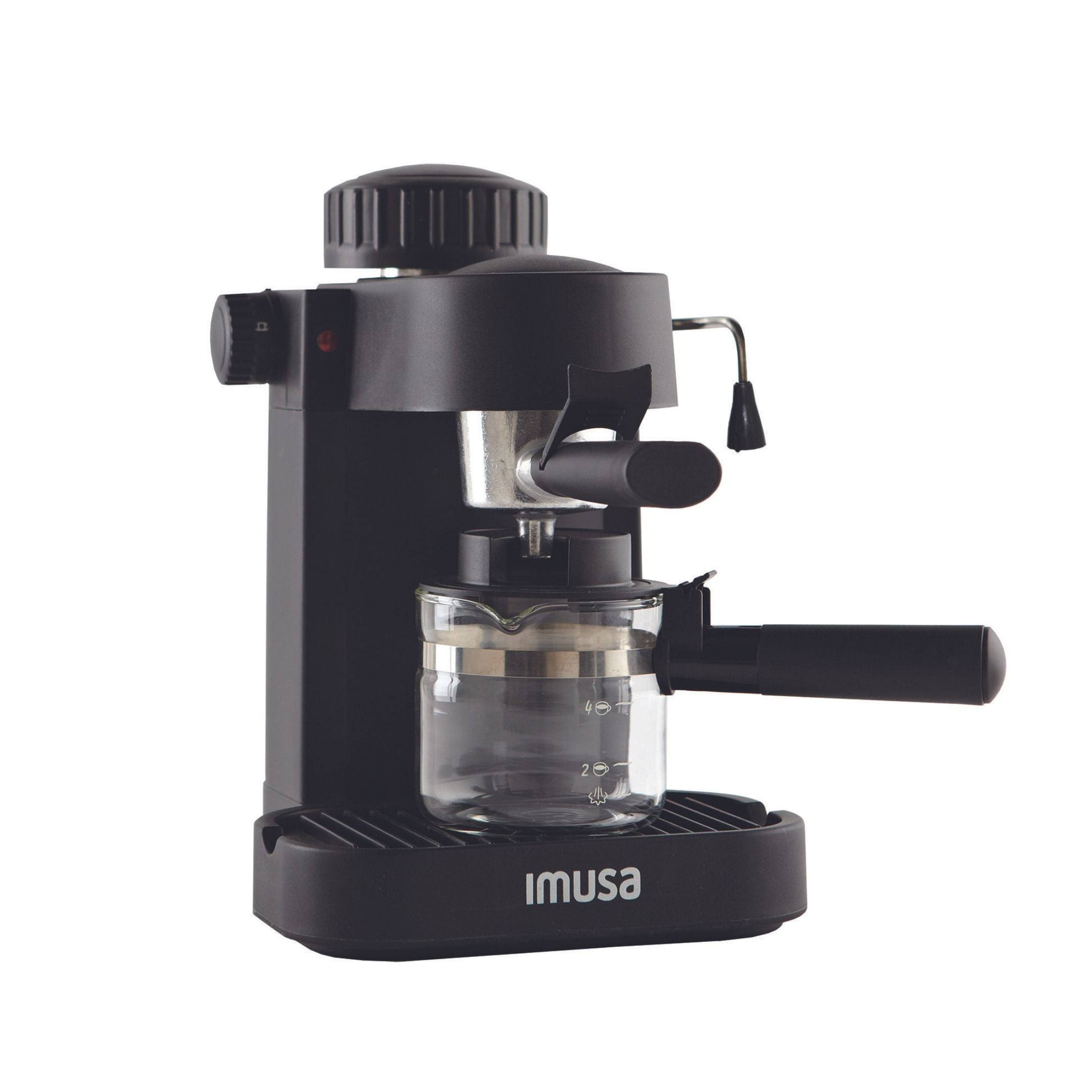 04fbb4a30eb91f6b53c100b3341fe7352fd81d0fdd2dfc9a749daf3920dc3bf7.jpg IMUSA 4 Cup Espresso/Cappuccino Maker - Black - Image 1