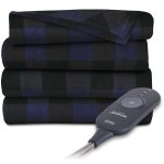Sunbeam Heated Throw Blanket | Fleece, 3 Heat Settings (Blue Plaid)