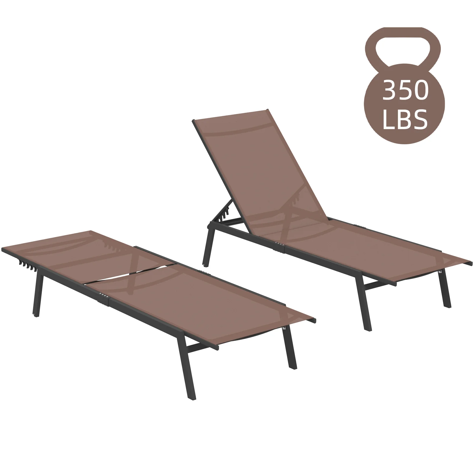05299b85fd45d2478b60c0c04320beeb6b6a7bb1dfbcc7396a7ca661cb7f4424.webp AECOJOY Patio Lounge Chairs, Outdoor Chaise Lounge with Wheels, Brown, 2PCS - Image 1