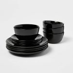 Open Box 12pc Stoneware Avesta Dinnerware Set Black - Project 62