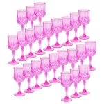 48 PC Bulk Pink Patterned Plastic Wine Glasses 6" 8 oz