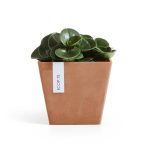 Ecopots Rotterdam Durable Indoor/Outdoor Modern Square Recycled Plastic Planter Flower Pot, Terracotta Color, 8"