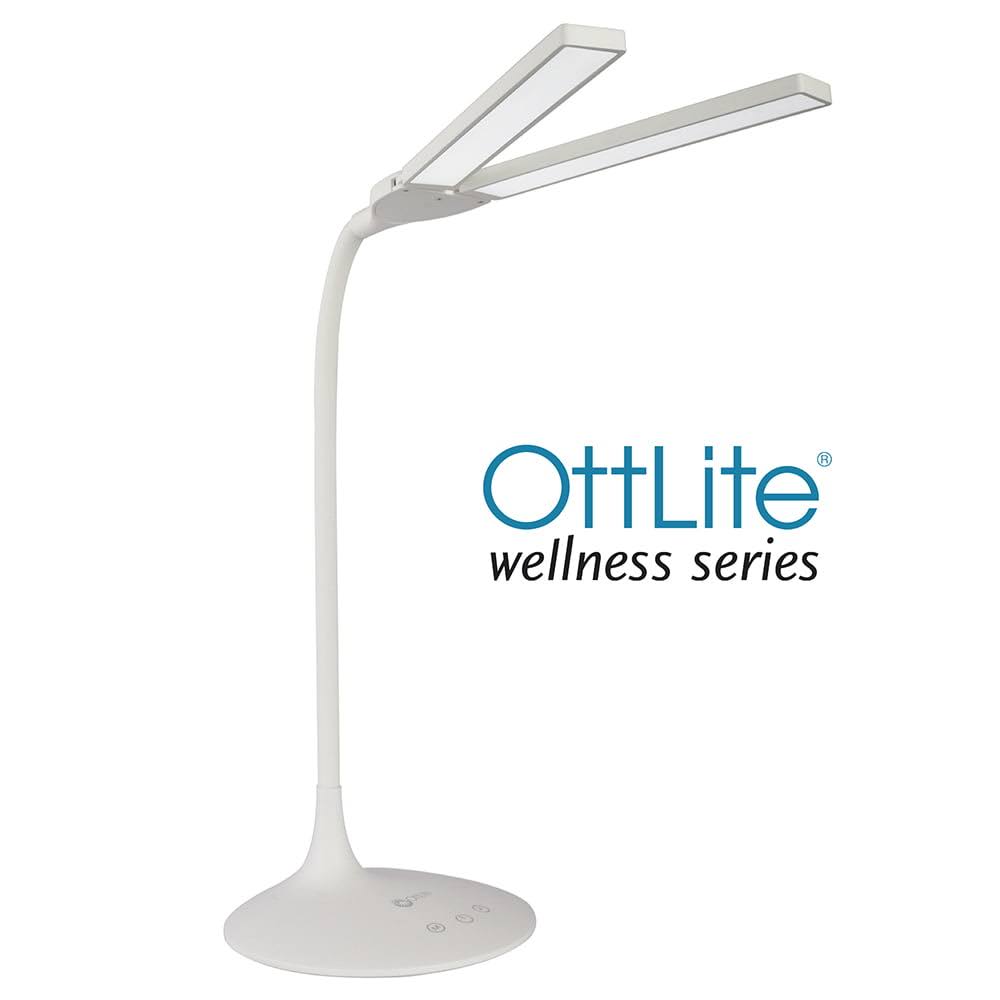 057742fc6042b9833921ab15b6732854bb97e3af23971e9d899c4463e3c47a48.jpg OttLite Wellness Series Pivot LED Desk Lamp with Dual Shades, White - Image 1