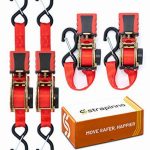 Strapinno 4pcs Retractable Ratchet Straps Bundle (1-in x 6-ft), Secure Tie-Downs with Rubber-Coated Steel Handles, S-Hooks & Durable Hardware for