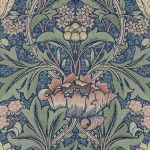 NextWall Morris Flower Peel and Stick Wallpaper - Denim Blue Salmon