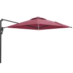 AECOJOY 10FT Large Patio Umbrella with Solar Lights, Rectangle Wall Mounted Outdoor Patio Umbrella, Red