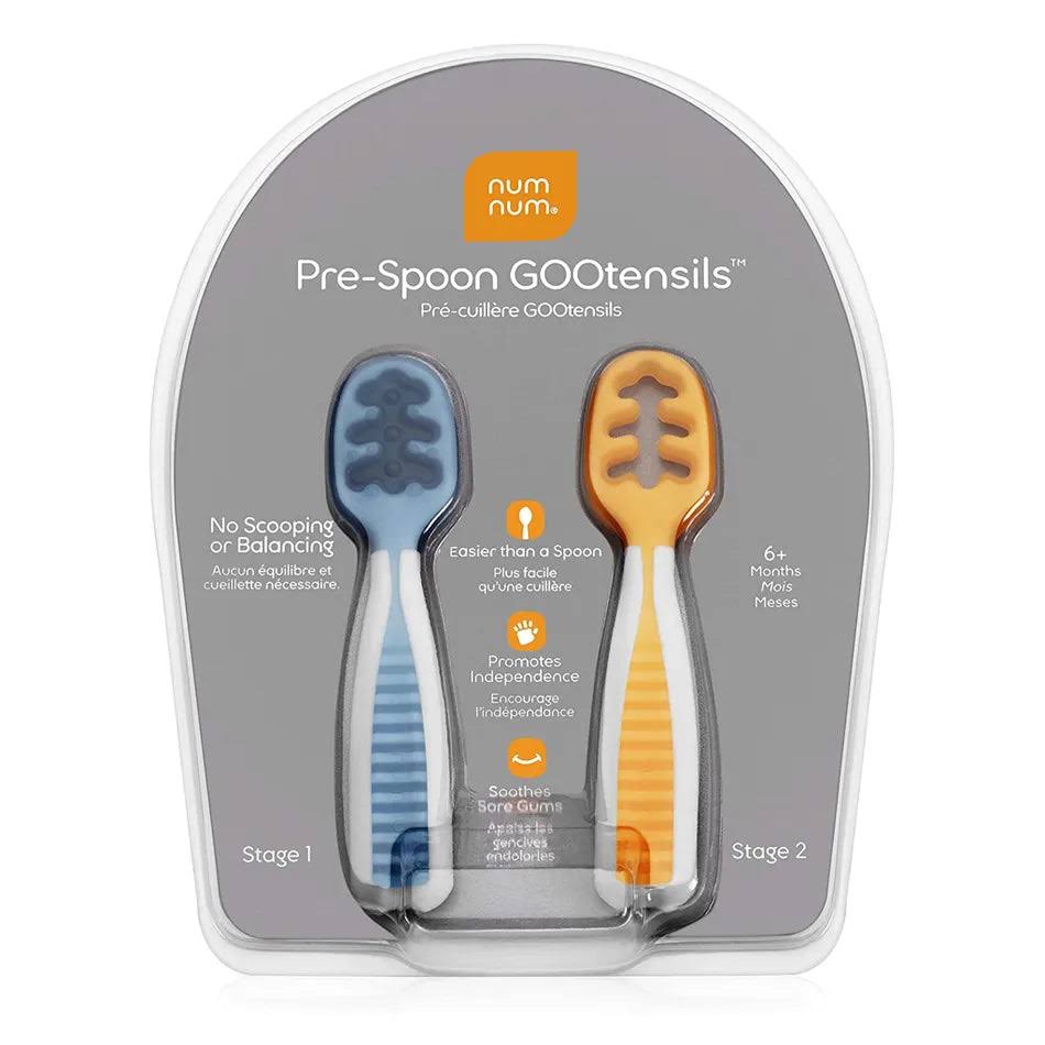 058ff46900e6d68dc5437e5445f793ae4a88eb88f8d80f9ad72cc29886a788db.jpg NumNum Pre-Spoon GOOtensils | Baby Spoon Set (STAGE 1 + Stage 2) | BPA Free Silicone Self Feeding Toddler Utensils | for Kids Ag - Image 1