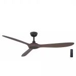 Home Decorators Collection N383B-MBK+V8 Tager 60 in. Smart Indoor/Outdoor Matte Black with Whiskey Barrel Blades Ceiling Fan with Remote Powered by Hu