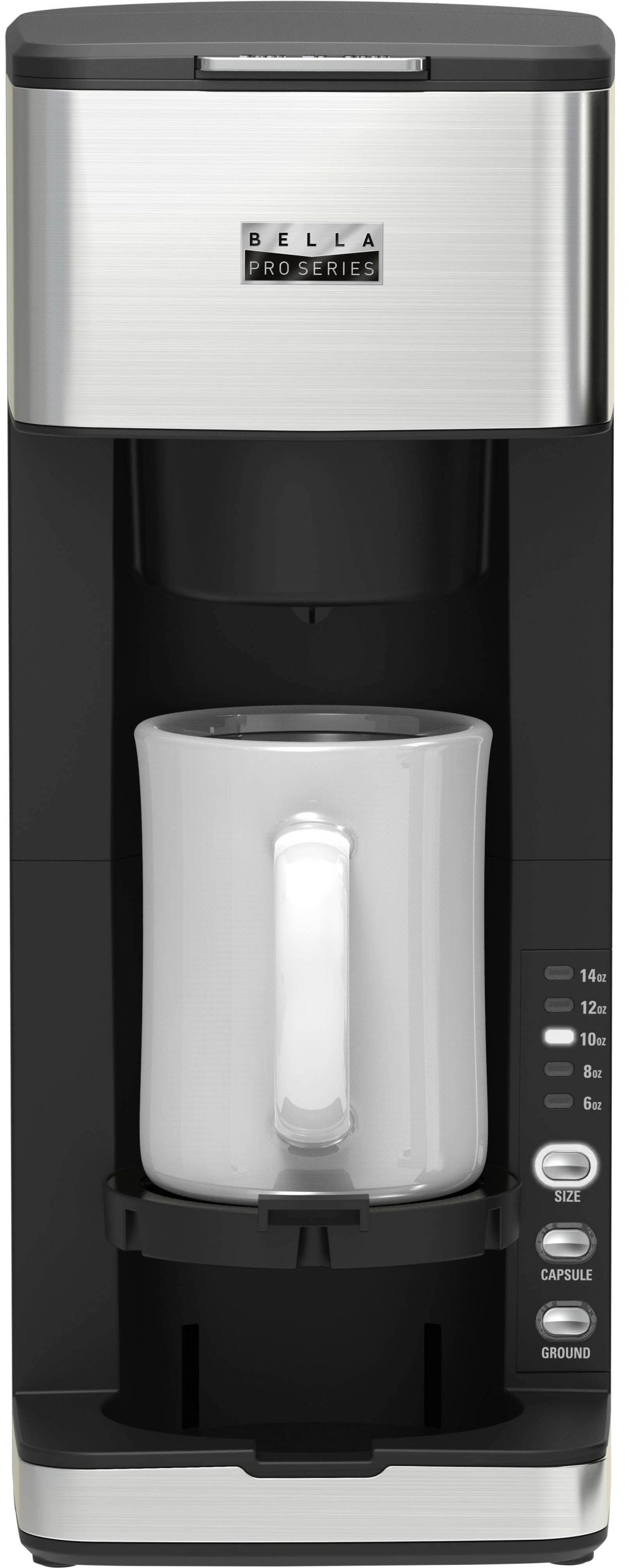 05c677cbea93e9a249fee8376ce49cdb9c089d21815601a4a5e182ea975b34c0.jpg Bella Pro Dual Brew Single Serve Coffee Maker, Stainless Steel - Image 1