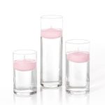 Yummi Set of 18 Floating Candles and Cylinder Vases - Blush