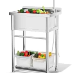 AECOJOY 24''x20'' Stainless Steel Utility Sink, Free Standing Single Bowl Commercial Kitchen Sinks with Faucet