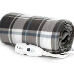 Mainstays Fleece Electric Heated Throw Blanket, Gray and White Plaid, 50 inch x 60 inch