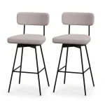 Swivel Bar Stools Set of 2, 29" Upholstered Bar Height Chairs with Back, Heavy-Duty Metal Legs & Footrest for Kitchen Island, Home Bar