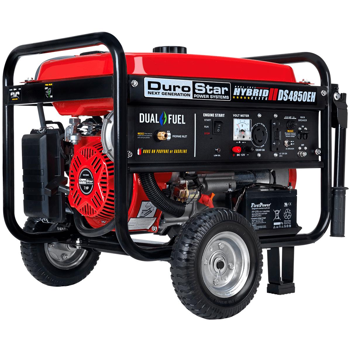 065a54ed3caede6c99a6ec5b0e806994f40297cd7101c3351aef0889f8258dd5.jpg Durostar DS4850EH 4850 - Watt/3850 - Watt Dual Fuel Propane/Electric Start Gasoline Powered Portable Generator - Image 1