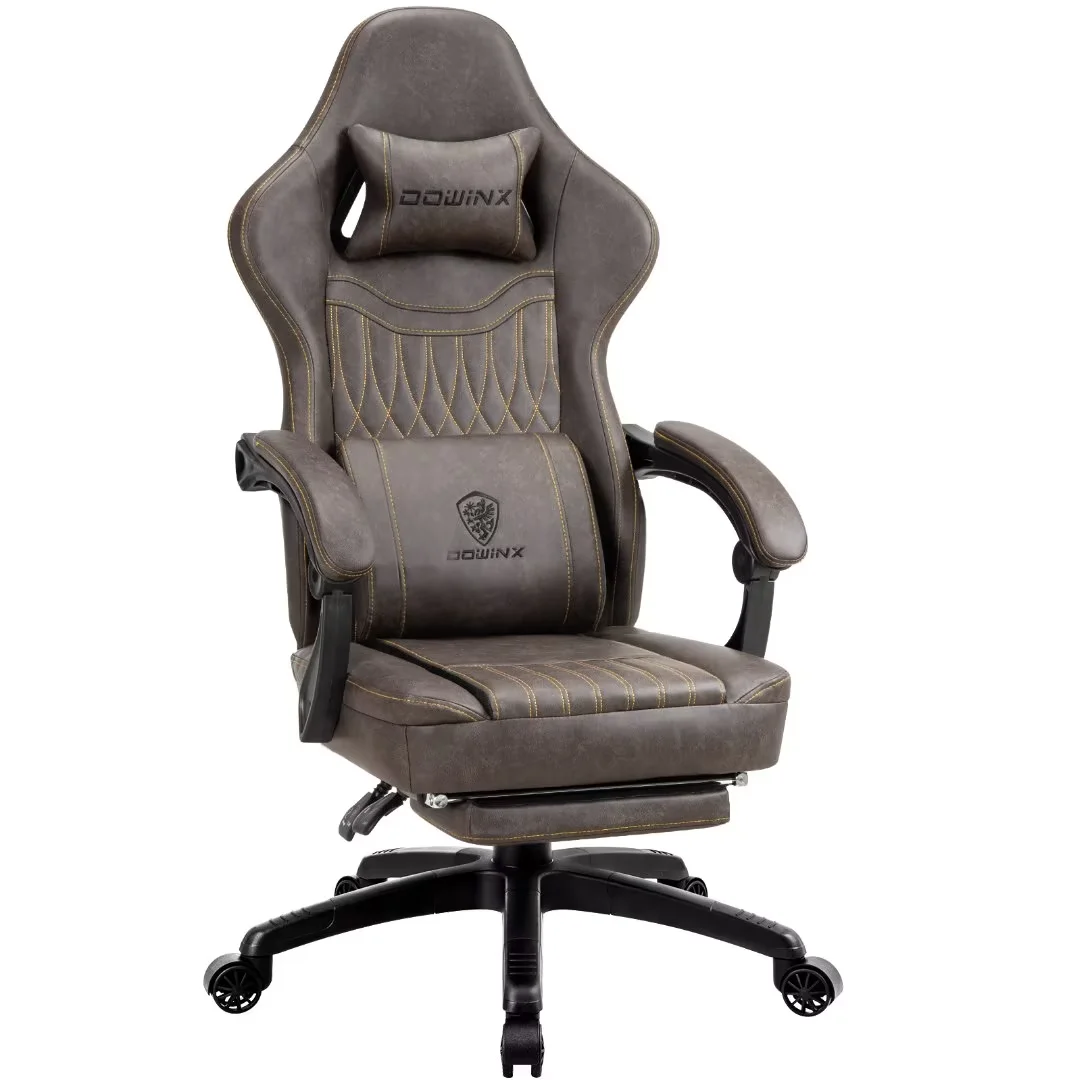 066a70e757f8e95c612b81ef4b6afce94fd3ea277d5a72ac729528468e3ea261.webp Dowinx Gaming Chair Breathable PU Leather Gamer Chair with Pocket Spring Cushion, Ergonomic Computer Chair with Massage Lumbar Support, Adjustable Swivel Task Chair with Footrest(Brown) - Image 1