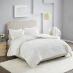 Comfort Spaces 100% Comforter Set Cotton Jacquard Pom Tufts Design Hypoallergenic Down Alternative All Season Modern Bedding Matching Shams Twin/Twin