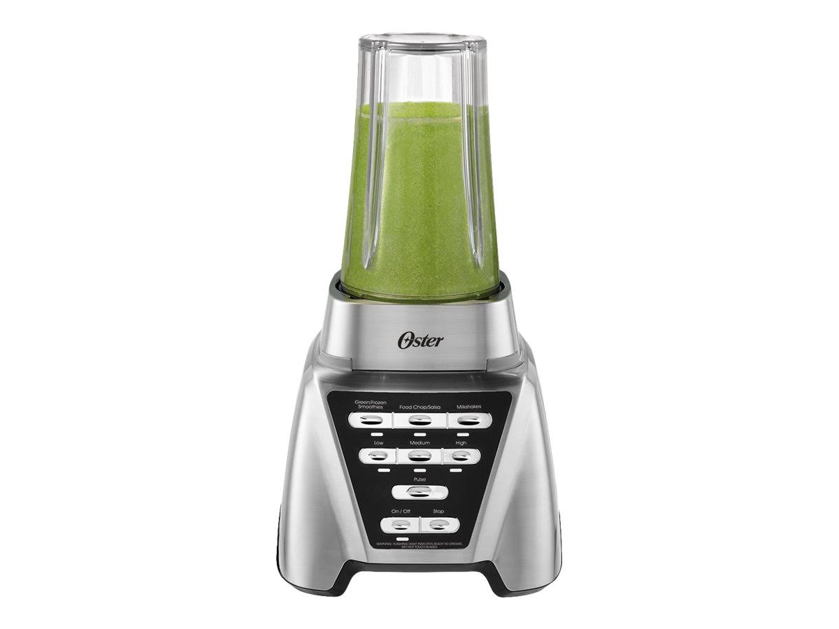 0697023f73d2e63392388a74757f9677856c70178db67abcb2fe30d8c8597402.jpg Oster Pro 1200 Blender with Glass Jar Plus Smoothie Cup & Food Processor Attachment, Brushed Nickel - Image 1