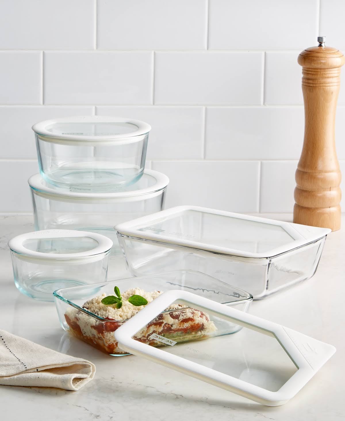 069f6e89820529795d1216a65fca1ce5f19df0aae3892dfcd08dc67fb1bcbe98.jpg Pyrex 10-Piece Ultimate Food Storage Set, White/Clear - Image 1