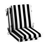 Arden Selections Outdoor Cabana Stripe 44 x 20 in. High Back Dining Chair Cushion - 2 Count - Black Cabana Stripe