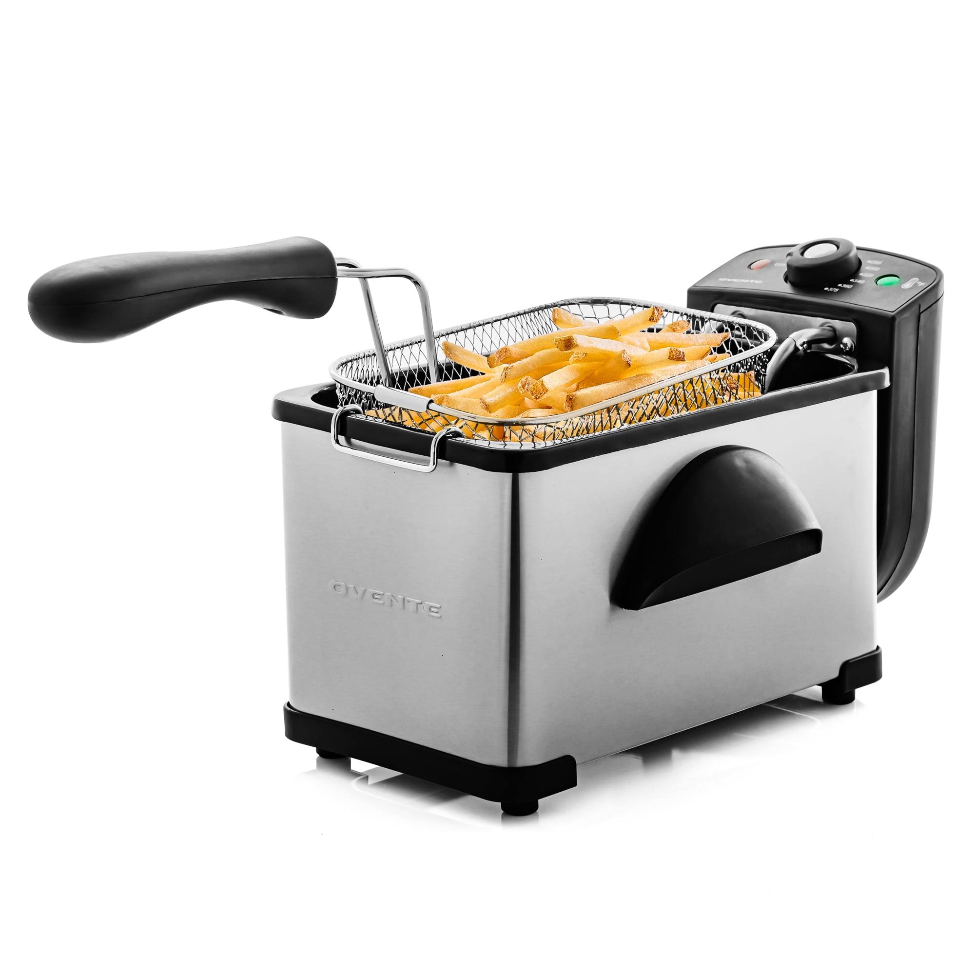 06d70a075683b3c2fb8a69b5e3aa78ec0cdd174842a7bcf47c45be3417a4bde8.jpg Ovente 2 Liter Electric Deep Fryer with Frying Basket, 1500W, Adjustable Temperature, Stainless - Image 1