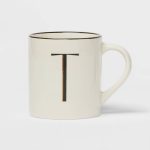 16oz Stoneware Monogram T Mug Ivory - Threshold