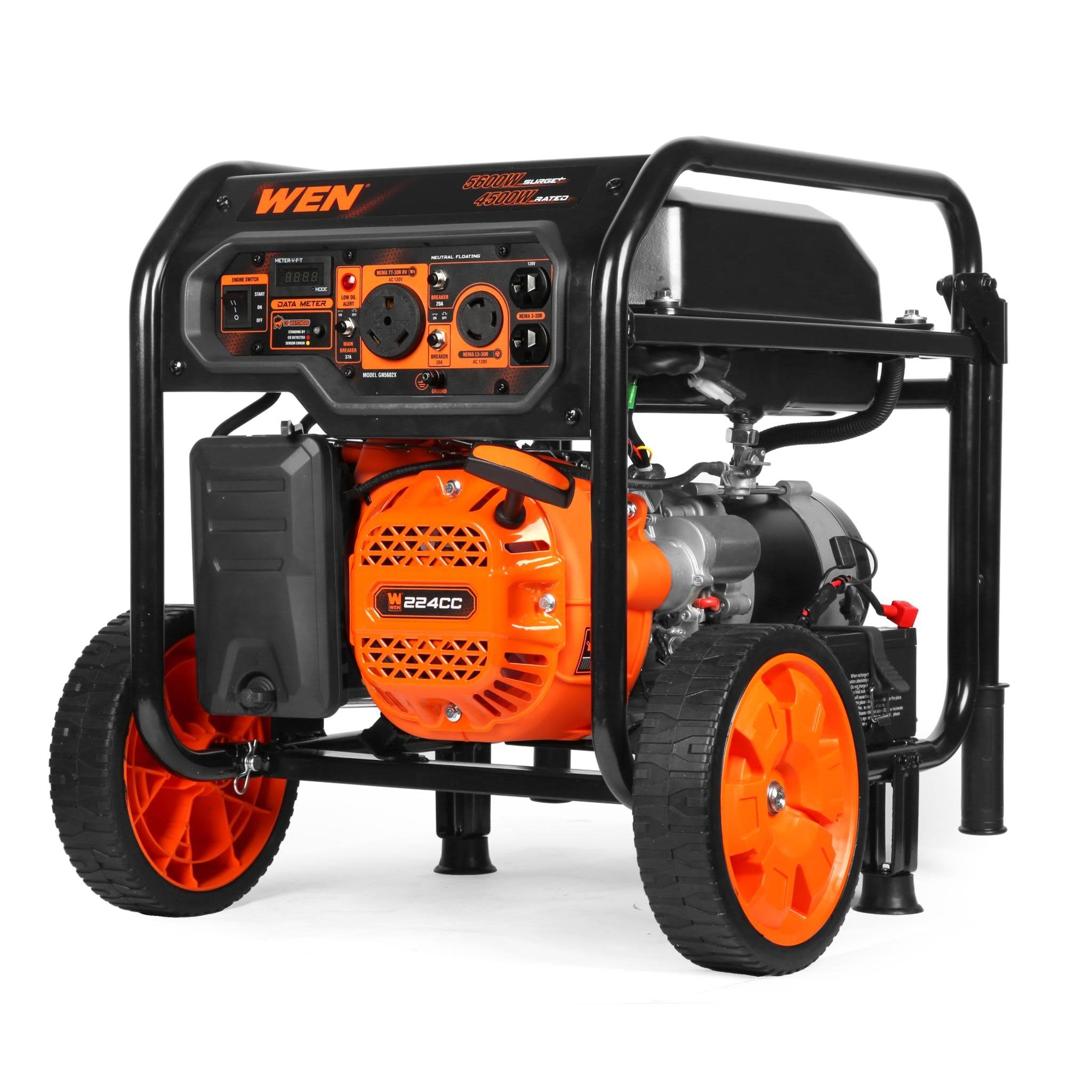 07133f9b664a07353c5cd6b51085113ebaa5c0a83d31313d79bd2e599690495c.jpg WEN GN5602X 5600-Watt Portable Generator. Electric Start. 224cc. Transfer-Switch and RV-Ready with Co Shutdown Sensor - Image 1