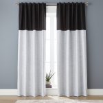Better Homes & Gardens Colorblock Solid Polyester Pole Top Blackout Single Curtain Panel , 50 inchx84 inch , Black, Size: 50 inch x 84 inch