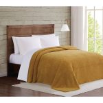 Brooklyn Loom Full-Queen Marshmallow Sherpa Blanket Mustard